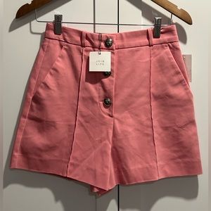 Zara High Waisted 3 button shorts, pink, size Small
